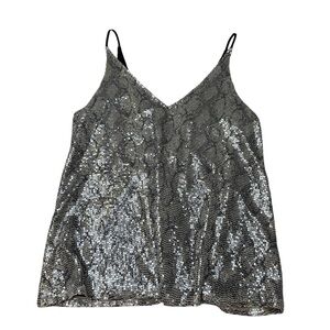 ✨ fab’rik Silver Sequin Cami‎ Tank – Party & Holiday Ready (Size S) 💃💎